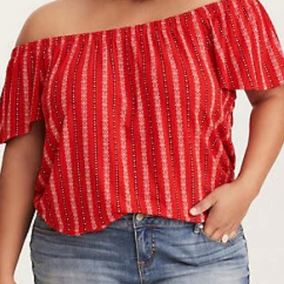 Torrid Salsa Red & Orange Off-The-Shoulder top - Picture 6 of 7